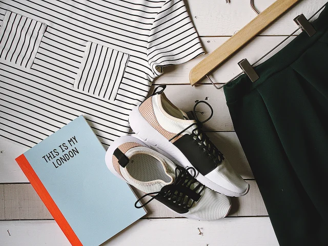 Sneakers and outfit flat lay