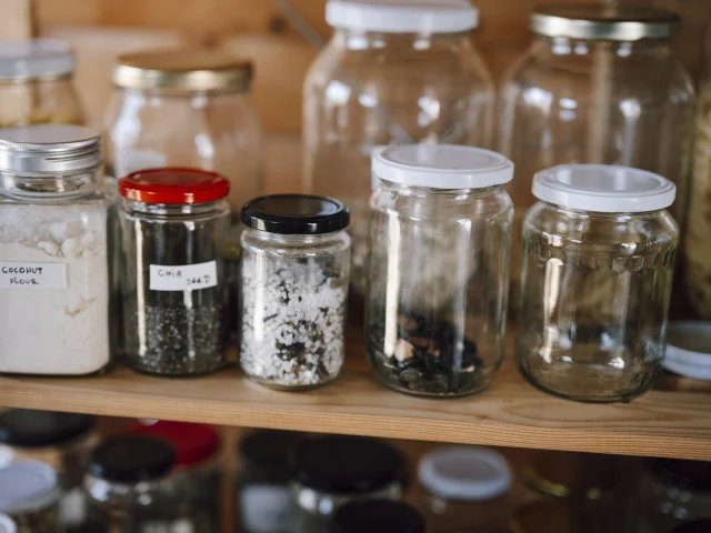Labelled pantry storage jars