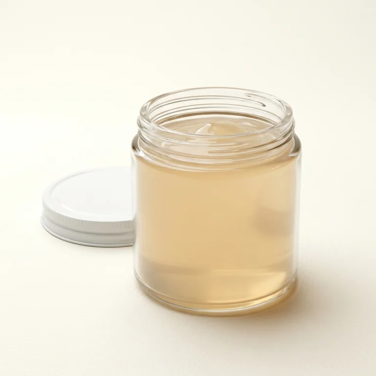 An unbranded open jar of petroleum jelly skin protectant