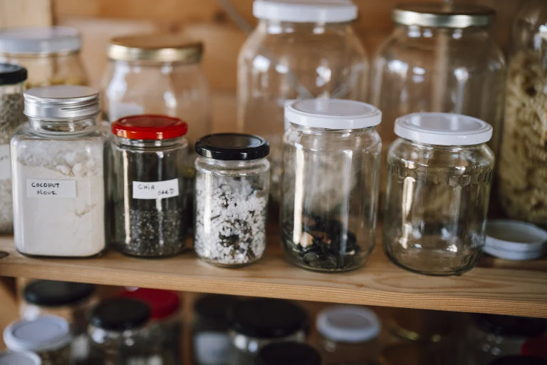 Labelled pantry storage jars