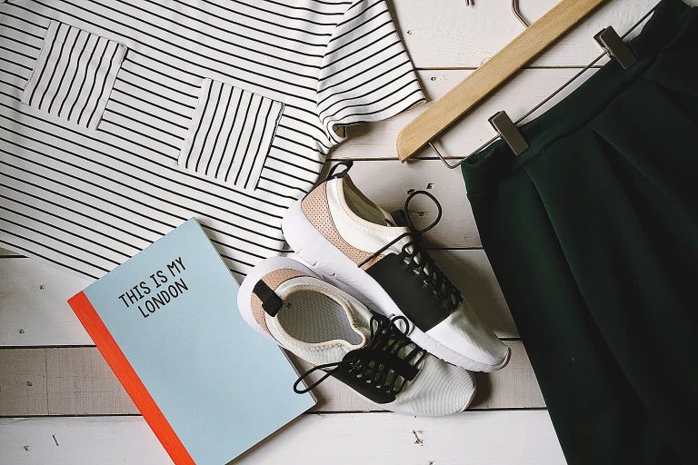 Sneakers and outfit flat lay